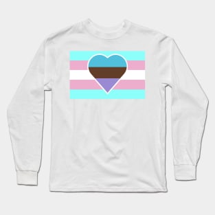 Transgender Pride Flag with Androsexual/Androphilic Heart Long Sleeve T-Shirt